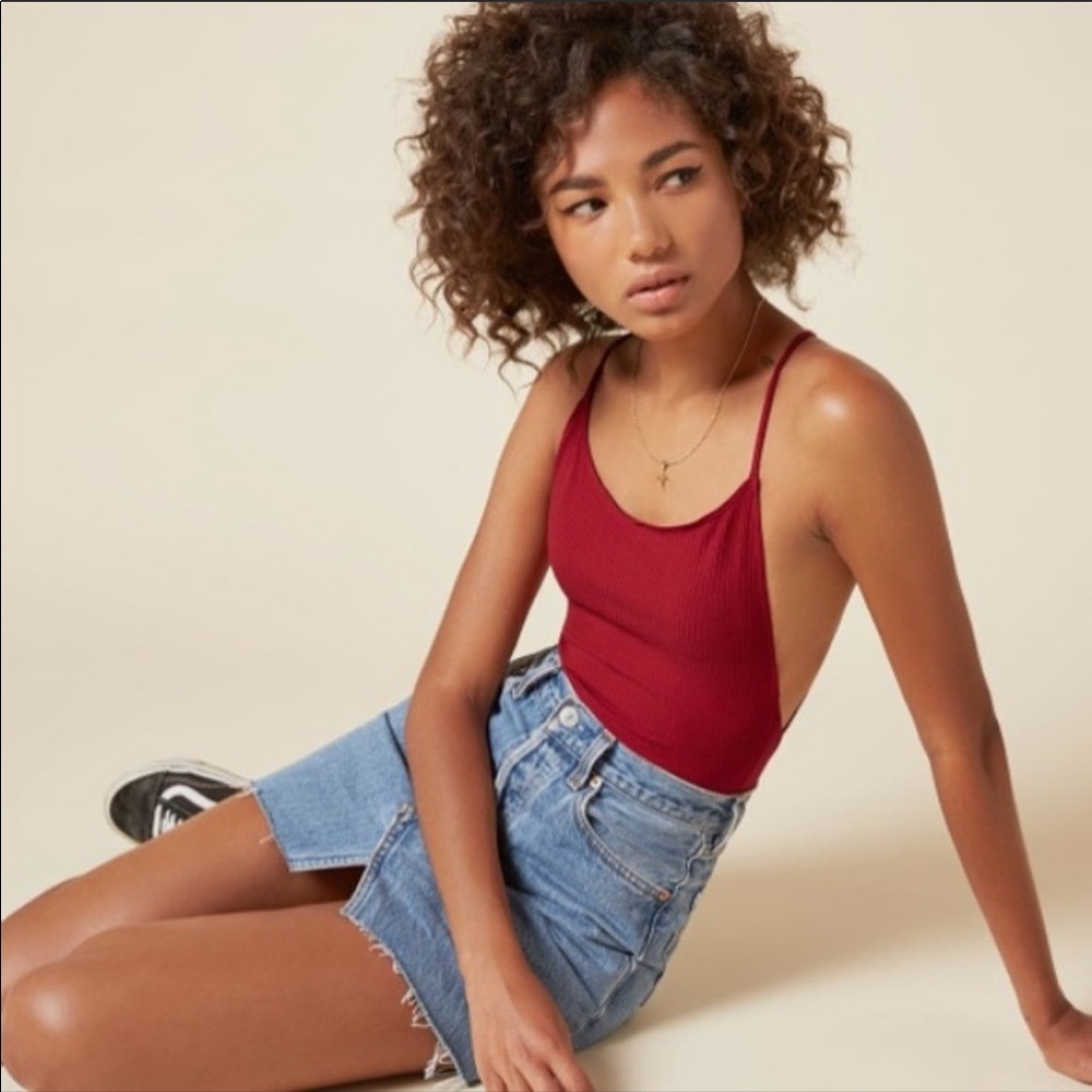 The Reformation McKinley Bodysuit - Cherry